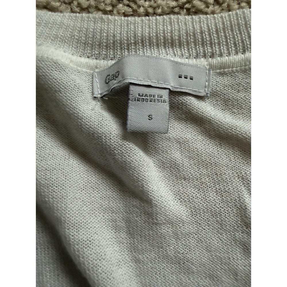 Gap V Neck Button Down Long Sleeve White Cardigan Size Small - Picture 4 of 8